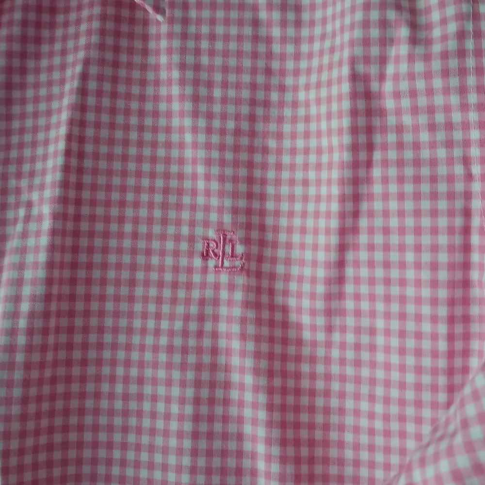 Lauren Ralph Lauren Cotton Gingham Plaid Button Down Shirt Pink White Small - Picture 4 of 12